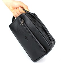 Derise Club Erkek Siyah El Çantası Portföy Çanta Iki Bölmeli El Çantası Clutch Çanta