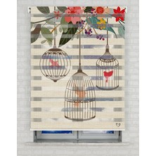 AD Home Kafes ve Kuşlar Baskılı Zebra Perde - Gece Gündüz - Salon Perdesi, Mutfak Perdesi | Kokusuz Mürekkeple Basılmış  Zebra Perdeler ile Sende Tarzını Yansıt! | 1 Dakikada Pratik Montaj