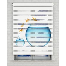 AD Home Akvaryum ve Balıklar Baskılı Zebra Perde - Gece Gündüz - Mutfak Perdesi | Kokusuz Mürekkeple Basılmış  Zebra Perdeler ile Sende Tarzını Yansıt! | 1 Dakikada Pratik Montaj