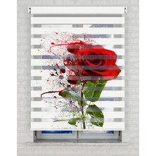 AD Home Kırmızı Gül Baskılı Zebra Perde - Gece Gündüz Kullanıma Uygundur - Mutfak Perdesi | Kokusuz Mürekkeple Basılmış  Zebra Perdeler ile Sende Tarzını Yansıt! | 1 Dakikada Pratik Montaj