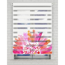 AD Home Renkli Papatya Baskılı Zebra Perde - Gece Gündüz Kullanıma Uygundur - Mutfak Perdesi | Kokusuz Mürekkeple Basılmış  Zebra Perdeler ile Sende Tarzını Yansıt! | 1 Dakikada Pratik Montaj