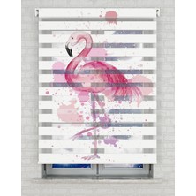 AD Home Flamingo Vektör Baskılı Zebra Perde - Gece Gündüz Kullanıma Uygundur - Mutfak Perdesi | Kokusuz Mürekkeple Basılmış  Zebra Perdeler ile Sende Tarzını Yansıt! | 1 Dakikada Pratik Montaj