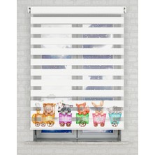 AD Home Renkli Tren ve Sevimli Hayvanlar Baskılı Zebra Perde - Gece Gündüz - Bebek Odası Perdesi | Kokusuz Mürekkeple Basılmış  Zebra Perdeler ile Sende Tarzını Yansıt! | 1 Dakikada Pratik Montaj