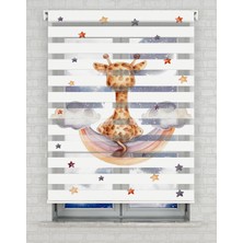 AD Home Gökkuşağı ve Sevimli Zürafa Baskılı Zebra Perde - Gece Gündüz - Bebek Odası Perdesi | Kokusuz Mürekkeple Basılmış  Zebra Perdeler ile Sende Tarzını Yansıt! | 1 Dakikada Pratik Montaj