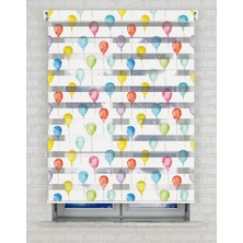 AD Home Renkli Balonlar Baskılı Zebra Perde - Gece Gündüz - Bebek Odası Perdesi | Kokusuz Mürekkeple Basılmış  Zebra Perdeler ile Sende Tarzını Yansıt! | 1 Dakikada Pratik Montaj