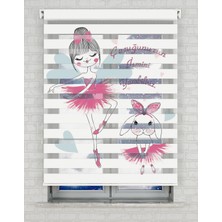 AD Home Balerin ve Tavşan Baskılı Zebra Perde - Gece Gündüz - Bebek Odası Perdesi | Kokusuz Mürekkeple Basılmış  Zebra Perdeler ile Sende Tarzını Yansıt! | 1 Dakikada Pratik Montaj