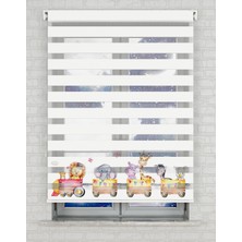 AD Home Tren ve Sevimli Hayvanlar Baskılı Zebra Perde - Gece Gündüz - Bebek Odası Perdesi | Kokusuz Mürekkeple Basılmış  Zebra Perdeler ile Sende Tarzını Yansıt! | 1 Dakikada Pratik Montaj