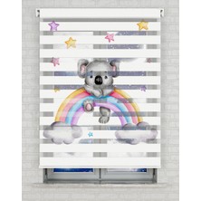 AD Home Gökkuşağı ve Sevimli Koala Baskılı Zebra Perde - Gece Gündüz - Bebek Odası Perdesi | Kokusuz Mürekkeple Basılmış  Zebra Perdeler ile Sende Tarzını Yansıt! | 1 Dakikada Pratik Montaj