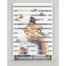 AD Home Bulutlar ve Ayıcık Baskılı Zebra Perde - Gece Gündüz - Bebek Odası Perdesi, Erkek Çocuk Odası Perde | Kokusuz Mürekkeple Basılmış  Zebra Perdeler ile Sende Tarzını Yansıt! | 1 Dakikada Pratik Montaj