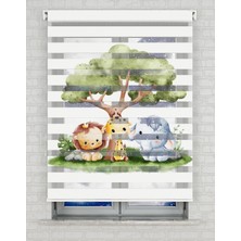 AD Home Orman ve Hayvanlar Baskılı Zebra Perde - Gece Gündüz - Bebek Odası Perdesi, Erkek Çocuk Odası Perde | Kokusuz Mürekkeple Basılmış  Zebra Perdeler ile Sende Tarzını Yansıt! | 1 Dakikada Pratik Montaj
