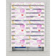 AD Home Pembe Bulutlar ve Aydede Baskılı Zebra Perde - Gece Gündüz - Bebek Odası Perdesi | Kokusuz Mürekkeple Basılmış  Zebra Perdeler ile Sende Tarzını Yansıt! | 1 Dakikada Pratik Montaj