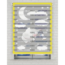 AD Home Fil ve Bulutlar Baskılı Zebra Perde - Gece Gündüz - Bebek Odası Perdesi | Kokusuz Mürekkeple Basılmış  Zebra Perdeler ile Sende Tarzını Yansıt! | 1 Dakikada Pratik Montaj