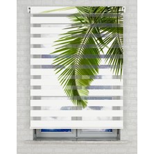 AD Home Palmiye Yaprakları Baskılı Zebra Perde - Gece Gündüz Kullanıma Uygundur - Mutfak Perdesi | Kokusuz Mürekkeple Basılmış  Zebra Perdeler ile Sende Tarzını Yansıt! | 1 Dakikada Pratik Montaj