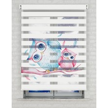 AD Home Baykuşlar Vektör Baskılı Zebra Perde - Gece Gündüz - Kız Çocuk Odası Perdesi, Bebek Odası Perdesi | Kokusuz Mürekkeple Basılmış  Zebra Perdeler ile Sende Tarzını Yansıt! | 1 Dakikada Pratik Montaj