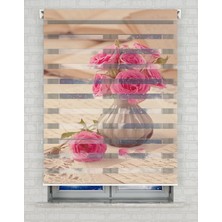 AD Home Pembe Güller ve Mektup Baskılı Zebra Perde - Gece Gündüz - Mutfak Perdesi | Kokusuz Mürekkeple Basılmış  Zebra Perdeler ile Sende Tarzını Yansıt! | 1 Dakikada Pratik Montaj