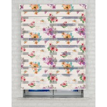 AD Home Renkli Çiçekler Baskılı Zebra Perde - Gece Gündüz Kullanıma Uygundur - Salon Perdesi | Kokusuz Mürekkeple Basılmış  Zebra Perdeler ile Sende Tarzını Yansıt! | 1 Dakikada Pratik Montaj