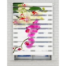 AD Home Orkide Çiçeği Baskılı Zebra Perde - Gece Gündüz Kullanıma Uygundur - Mutfak Perdesi | Kokusuz Mürekkeple Basılmış  Zebra Perdeler ile Sende Tarzını Yansıt! | 1 Dakikada Pratik Montaj