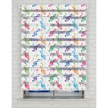 AD Home Müzik Notaları Baskılı Zebra Perde - Gece Gündüz - Kız Çocuk Odası Perdesi | Kokusuz Mürekkeple Basılmış  Zebra Perdeler ile Sende Tarzını Yansıt! | 1 Dakikada Pratik Montaj