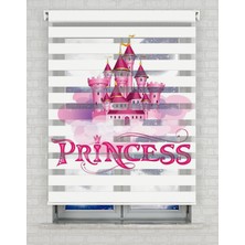 AD Home Prensesin Şatosu Baskılı Zebra Perde - Gece Gündüz - Kız Çocuk Odası Perdesi | Kokusuz Mürekkeple Basılmış  Zebra Perdeler ile Sende Tarzını Yansıt! | 1 Dakikada Pratik Montaj