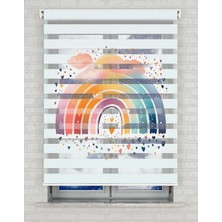 AD Home Renkli Gökkuşağı Suluboya Baskılı Zebra Perde - Gece Gündüz - Bebek Odası Perdesi | Kokusuz Mürekkeple Basılmış  Zebra Perdeler ile Sende Tarzını Yansıt! | 1 Dakikada Pratik Montaj