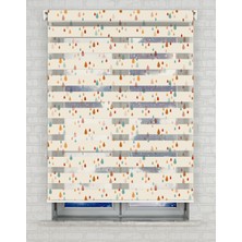 AD Home Renkli Yağmur Damlaları Baskılı Zebra Perde - Gece Gündüz - Bebek Odası Perdesi | Kokusuz Mürekkeple Basılmış  Zebra Perdeler ile Sende Tarzını Yansıt! | 1 Dakikada Pratik Montaj