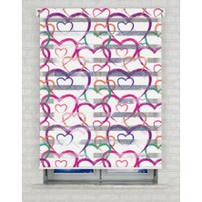 AD Home Kalpler Baskılı Zebra Perde - Gece Gündüz Kullanıma Uygundur - Kız Çocuk Odası Perdesi | Kokusuz Mürekkeple Basılmış  Zebra Perdeler ile Sende Tarzını Yansıt! | 1 Dakikada Pratik Montaj