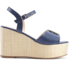 Nine West Monnı 5fx Lacivert Kadın Dolgu Topuk Sandalet
