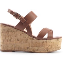 Nine West MONSA 5FX Kahverengi Kadın Dolgu Topuk Sandalet
