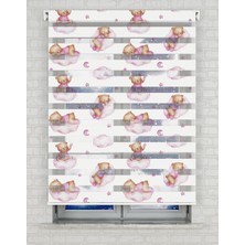 AD Home Pembe Bulutlar ve Ayıcık Baskılı Zebra Perde - Gece Gündüz - Bebek Odası Perdesi | Kokusuz Mürekkeple Basılmış  Zebra Perdeler ile Sende Tarzını Yansıt! | 1 Dakikada Pratik Montaj
