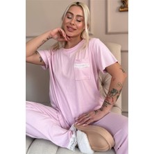 Pijama Evi Pembe Dublin Kısa Kollu Dantelli Kadın Pijama Takımı