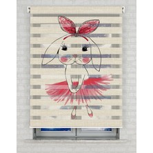 AD Home Balerin ve Tavşan Baskılı Zebra Perde - Gece Gündüz - Kız Çocuk Odası Perdesi, Bebek Odası Perdesi | Kokusuz Mürekkeple Basılmış  Zebra Perdeler ile Sende Tarzını Yansıt! | 1 Dakikada Pratik Montaj