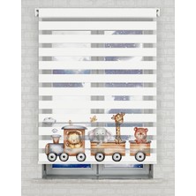 AD Home Kahverengi Tren ve Sevimli Hayvanlar Baskılı Zebra Perde - Gece Gündüz - Bebek Odası Perdesi | Kokusuz Mürekkeple Basılmış  Zebra Perdeler ile Sende Tarzını Yansıt! | 1 Dakikada Pratik Montaj