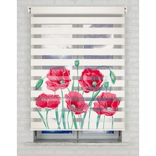 AD Home Gelincik Çiçekleri Baskılı Zebra Perde - Gece Gündüz - Salon Perdesi, Mutfak Perdesi | Kokusuz Mürekkeple Basılmış  Zebra Perdeler ile Sende Tarzını Yansıt! | 1 Dakikada Pratik Montaj