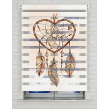 AD Home Kolye ve Yaprak Baskılı Zebra Perde - Gece Gündüz Kullanıma Uygundur - Salon Perdesi | Kokusuz Mürekkeple Basılmış  Zebra Perdeler ile Sende Tarzını Yansıt! | 1 Dakikada Pratik Montaj