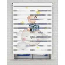 AD Home Gezegen Üstünde Sevimli Ayıcık ve Yıldızlar Baskılı Zebra Perde - Gece Gündüz - Bebek Odası Perdesi | Kokusuz Mürekkeple Basılmış  Zebra Perdeler ile Sende Tarzını Yansıt! | 1 Dakikada Pratik Montaj