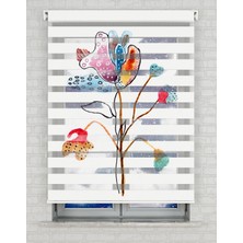 AD Home Suluboya Çiçekler Baskılı Zebra Perde - Gece Gündüz - Salon Perdesi, Mutfak Perdesi | Kokusuz Mürekkeple Basılmış  Zebra Perdeler ile Sende Tarzını Yansıt! | 1 Dakikada Pratik Montaj