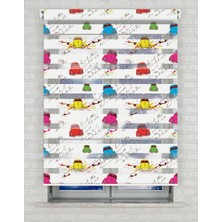 AD Home Renkli Tosbaalar Baskılı Zebra Perde - Gece Gündüz - Genç Odası Perdesi | Kokusuz Mürekkeple Basılmış  Zebra Perdeler ile Sende Tarzını Yansıt! | 1 Dakikada Pratik Montaj