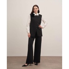 Moda Anka Çiçek Broşlu Yelek Pantolon Takım