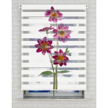 AD Home Mor Çiçekler Baskılı Zebra Perde - Gece Gündüz Kullanıma Uygundur - Mutfak Perdesi | Kokusuz Mürekkeple Basılmış  Zebra Perdeler ile Sende Tarzını Yansıt! | 1 Dakikada Pratik Montaj