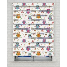 AD Home Baykuşlar Baskılı Zebra Perde - Gece Gündüz Kullanıma Uygundur - Bebek Odası Perdesi | Kokusuz Mürekkeple Basılmış  Zebra Perdeler ile Sende Tarzını Yansıt! | 1 Dakikada Pratik Montaj