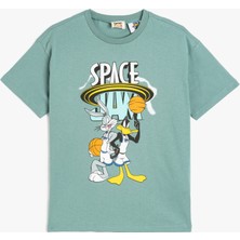 Koton Lisanslı Space Jam Baskılı Bisiklet Yaka Kısa Kollu Pamuklu Tişört