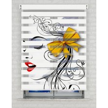 AD Home Sarı Tokalı Bayan Vector Baskılı Zebra Perde - Gece Gündüz - Genç Odası Perdesi | Kokusuz Mürekkeple Basılmış  Zebra Perdeler ile Sende Tarzını Yansıt! | 1 Dakikada Pratik Montaj