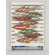 AD Home Renkli Yapraklar Baskılı Zebra Perde - Gece Gündüz, Mutfak Perdesi, Salon Perdesi, Yatak Odası Perde | Kokusuz Mürekkeple Basılmış  Zebra Perdeler ile Sende Tarzını Yansıt! | 1 Dakikada Pratik Montaj