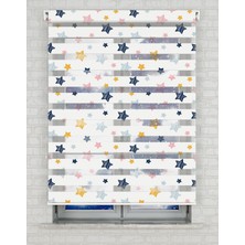 AD Home Renkli Yıldızlar Baskılı Zebra Perde - Gece Gündüz - Bebek Odası Perdesi, Erkek Çocuk Odası Perdesi | Kokusuz Mürekkeple Basılmış  Zebra Perdeler ile Sende Tarzını Yansıt! | 1 Dakikada Pratik Montaj