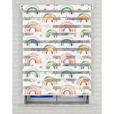 AD Home Renkli Gökkuşağı Suluboya Baskılı Zebra Perde - Gece Gündüz - Bebek Odası Perdesi | Kokusuz Mürekkeple Basılmış  Zebra Perdeler ile Sende Tarzını Yansıt! | 1 Dakikada Pratik Montaj