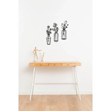 Vazo Çiçek Dekor Mdf Lazer Kesim 3'lü Duvar Tablosu 25X33 cm