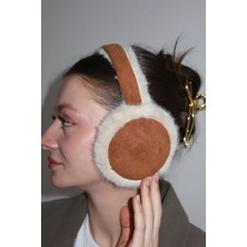 Caş Dekorasyon Krem ve Kahve Renk Peluş Kulaklık