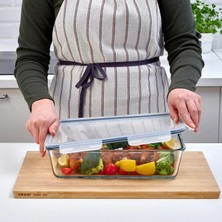 IKEA Dikdörtgen Kapaklı Saklama Kabı 3,1 Litre 32X21X9 cm Cam Ikea Plastik Sızdırmaz Kapaklı Şeffaf Saklama Fırın Kabı