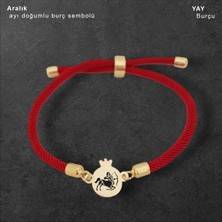 14 Ayar Plakalı Altın Nar Desenli, Kırmızı Örgü Det Ayıyla Astroloji Burçlar Sembollü Bileklik, Şık Tasarımıyla Gençlere ve Ergenlere Özel Bir Hediye!