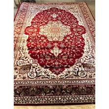 Asaryün Halı Ipek H3864 Bordo Ipeksi Geleneksel Renkli Göbekli Klasik Desen Salon Halısı Modern